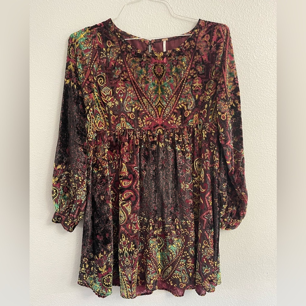 Free People Mirror Mirror Velvet Burnout Mini Dress Size Small - Picture 4 of 13